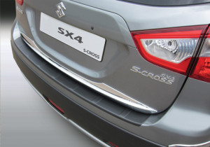 Achterbumper Beschermer | geschikt voor Suzuki SX4 S-Cross 2013- 'Ribbed' | ABS Kunststof | zwart