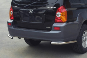 Rear Bar | geschikt voor Hyundai | Terracan 01-04 5d suv. / Terracan 04-07 5d suv. | RVS rvs zilver Angular Rear Bar