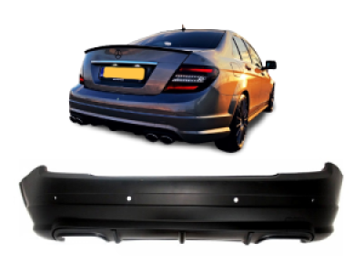 Achterbumper | Mercedes C-Klasse W204 2007-2011 | ABS kunststof | Uitlaat links en rechts | Met PDC