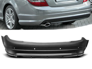 Achterbumper | Mercedes C-Klasse W204 sedan  2007-2011 | ABS kunststof | Met PDC | Uitlaat links
