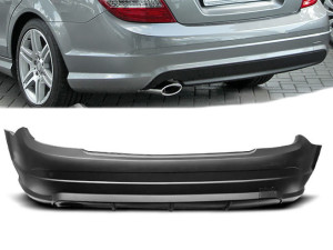 Achterbumper | Mercedes C-Klasse W204 2007-2011 | ABS kunststof | Uitlaat links  | Geen PDC