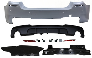 Achterbumper | voor M Pakket MP | geschikt voor BMW 5-serie sedan F10 2010-2017 ook LCI | ABS kunststof | PDC | Uitlaat links & rechts