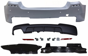 Achterbumper | voor M Pakket MP | geschikt voor BMW 5-serie sedan F10 2010-2017 ook LCI | ABS kunststof | PDC | Uitlaat links