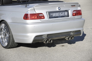 Rieger achterbumper | 3-Serie E46: 02.02- (vanaf Facelift) - Cabrio, Coupé, Lim. | stuk ongespoten abs | Rieger Tuning