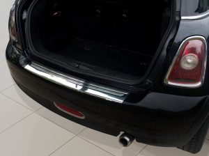 Achterbumperbeschermer | geschikt voor Mini | 06-10 3d hat. R56 / 10-14 3d hat. R56 | Britse vlag inscriptie | RVS rvs zilver
