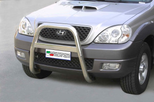 Pushbar | geschikt voor Hyundai | Terracan 04-07 5d suv. | RVS rvs zilver High Medium Bar