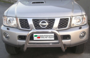 Pushbar | geschikt voor Nissan | Patrol GR 04-10 3d suv. / Patrol GR 04-10 5d suv. | rvs zilver Medium Bar RVS