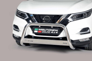 Pushbar | geschikt voor Nissan | Qashqai 14-17 5d suv. / Qashqai 17- 5d suv. | RVS rvs zilver Medium Bar CE-keur