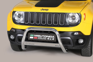 Pushbar | geschikt voor Jeep | Renegade 14-19 5d suv. | Trailhawk | CE-Keur | Medium Bar | RVS rvs zilver