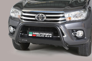 Pushbar | geschikt voor Toyota | Hilux 16-20 2d pic. / Hilux Dubbele Cabine 16-20 4d pic. | zwart Medium Bar RVS CE-keur