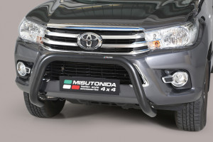 Pushbar | geschikt voor Toyota | Hilux 16-20 2d pic. / Hilux Dubbele Cabine 16-20 4d pic. | zwart Super Bar RVS CE-keur