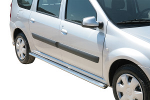 Side Bars | geschikt voor Dacia | Logan MCV 08-13 5d sta. / Logan MCV 13-16 5d sta. | RVS rvs zilver Oval Side Protection