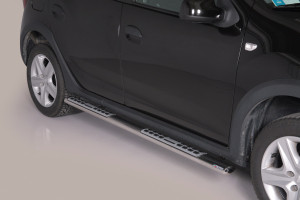 Side Bars | geschikt voor Dacia | Sandero 12-16 5d hat. / Sandero 16- 5d hat. | RVS rvs zilver Design Side Protection Stepway