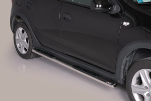 Side Bars | geschikt voor Dacia | Sandero 12-16 5d hat. / Sandero 16- 5d hat. | RVS rvs zilver Oval Grand Pedana Stepway
