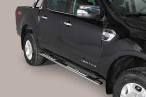 Side Bars | Ford | Ranger Double Cab 12-15 4d pic. / Ranger Double Cab 15- 4d pic. | rvs zilver Design Side Protection RVS