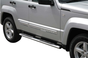 Side Bars | geschikt voor Jeep | Cherokee 08-11 5d suv. | RVS rvs zilver Oval Grand Pedana