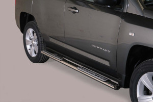 Side Bars | geschikt voor Jeep | Compass 11-13 5d suv. / Compass 13-16 5d suv. | RVS rvs zilver Design Side Protection