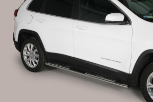 Side Bars | geschikt voor Jeep | Cherokee 14- 5d suv. | RVS rvs zilver Design Side Protection