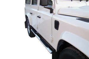 Side Bars | Land Rover | Defender 90 02-07 3d suv. / Defender 90 07-11 3d suv. / Defender 90 11-16 3d suv. / Defender 90 96-02 3d suv. | rvs zilver Oval Grand Pedana RVS