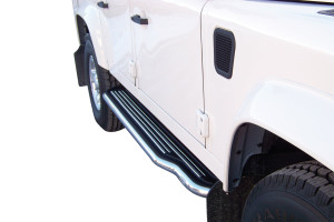 Side Bars | Land Rover | Defender 90 02-07 3d suv. / Defender 90 07-11 3d suv. / Defender 90 11-16 3d suv. / Defender 90 96-02 3d suv. | rvs zilver Pedana RVS