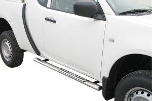 Side Bars | geschikt voor Mitsubishi | L200 12-15 2d pic. | C.C. | rvs zilver Design Side Protection RVS