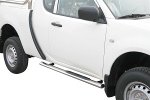 Side Bars | geschikt voor Mitsubishi | L200 12-15 2d pic. | C.C. | rvs zilver Oval Grand Pedana RVS