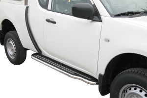 Side Bars | geschikt voor Mitsubishi | L200 12-15 2d pic. | C.C. | rvs zilver Pedana RVS