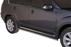 Side Bars | Mitsubishi | Outlander 10-13 5d suv. | rvs zilver Side Protections RVS