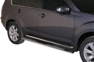 Side Bars | Mitsubishi | Outlander 10-13 5d suv. | rvs zilver Design Side Protection RVS