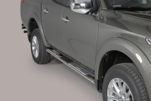 Side Bars | Mitsubishi | L200 15- 4d pic. | D.C. | rvs zilver Design Side Protection RVS