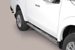 Side Bars | geschikt voor Mitsubishi | L200 15- 2d pic. | C.C. | rvs zilver Design Side Protection RVS