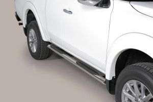 Side Bars | geschikt voor Mitsubishi | L200 15- 2d pic. | C.C. | rvs zilver Oval Grand Pedana RVS