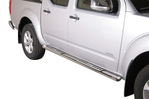 Side Bars | geschikt voor Nissan | Navara Double Cab 10-17 4d pic. | rvs zilver Design Side Protection RVS