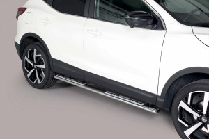 Side Bars | geschikt voor Nissan | Qashqai 14-17 5d suv. / Qashqai 17- 5d suv. | RVS rvs zilver Design Side Protection