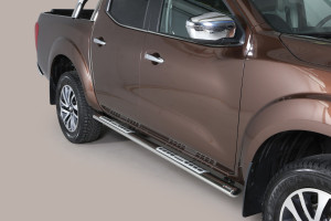 Side Bars | geschikt voor Nissan | Navara 16- 4d pic. | rvs zilver Design Side Protection RVS