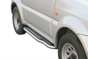 Side Bars | geschikt voor Suzuki | Jimny 98-05 3d suv. / Jimny Cabrio 00-05 3d suv. / Jimny Cabrio 05-06 3d suv. / Jimny Metal Top 05-12 3d suv. | rvs zilver Pedana RVS