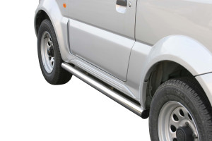 Side Bars | geschikt voor Suzuki | Jimny 98-05 3d suv. / Jimny Cabrio 00-05 3d suv. / Jimny Cabrio 05-06 3d suv. / Jimny Metal Top 05-12 3d suv. | rvs zilver Side Protection RVS