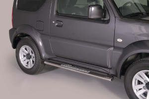 Side Bars | geschikt voor Suzuki | Jimny Metal Top 12- 3d suv. | rvs zilver Design Side Protection RVS