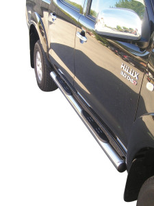 Side Bars | geschikt voor Toyota | Hilux D.C. 06-12 4d pic. / Hilux D.C. 12-16 4d pic. | rvs zilver Grand Pedana RVS