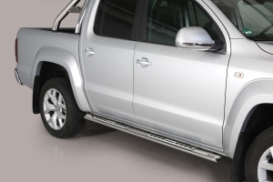 Side Bars | geschikt voor Volkswagen | Amarok Dubbele Cabine 11-16 4d pic. / Amarok Dubbele Cabine 16- 4d pic. | rvs zilver Design Side Protection RVS