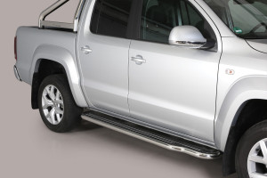 Side Bars | geschikt voor Volkswagen | Amarok Dubbele Cabine 11-16 4d pic. / Amarok Dubbele Cabine 16- 4d pic. | rvs zilver Pedana RVS