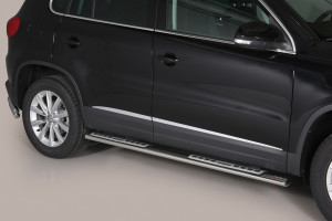 Side Bars | geschikt voor Volkswagen | Tiguan 11-16 5d suv. | rvs zilver Design Side Protection RVS