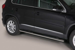Side Bars | geschikt voor Volkswagen | Tiguan 11-16 5d suv. | rvs zilver Oval Grand Pedana RVS