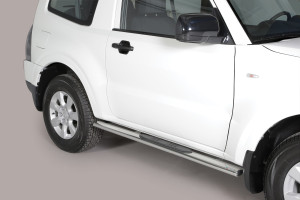 Side Bars | geschikt voor Mitsubishi | Pajero SWB 06-19 3d suv. | rvs zilver Oval Grand Pedana RVS