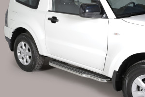 Side Bars | geschikt voor Mitsubishi | Pajero SWB 06-19 3d suv. | rvs zilver Pedana RVS