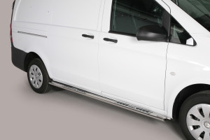 Side Bars | geschikt voor Mercedes-Benz | Vito Combi 10-14 4d bus. / Vito Tourer 14- 4d bus. | SWB | rvs zilver Design Side Protection RVS