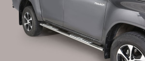 Side Bars | geschikt voor Toyota | Hilux Dubbele Cabine 16- 4d pic. | rvs zilver Design Side Protection RVS