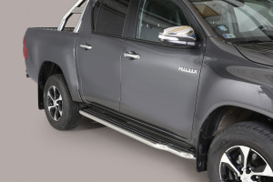 Side Bars | geschikt voor Toyota | Hilux Dubbele Cabine 16- 4d pic. | rvs zilver Pedana RVS