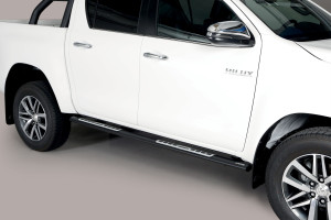 Side Bars | geschikt voor Toyota | Hilux Dubbele Cabine 16- 4d pic. | zwart Design Side Protection RVS