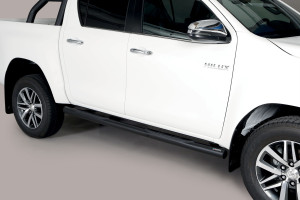 Side Bars | geschikt voor Toyota | Hilux Dubbele Cabine 16- 4d pic. | zwart Grand Pedana RVS